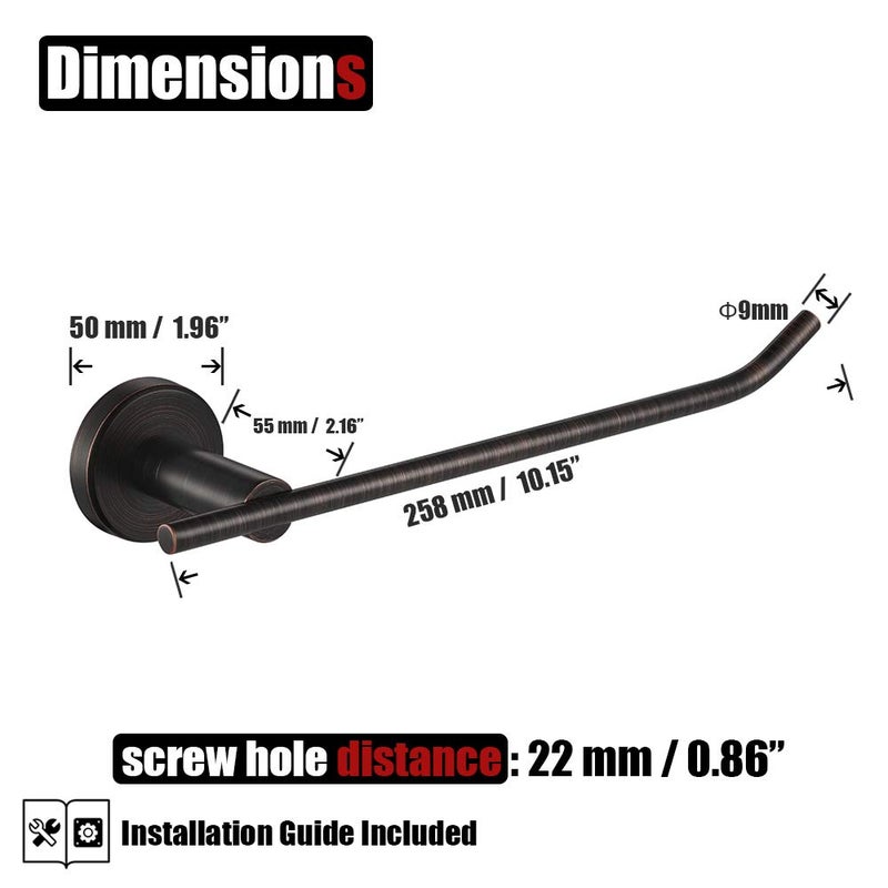 JQK Hand Towel Bar Oil Rubbed Bronze, Stainless Steel Towel Ring for Bathroom, 9 Inch Necklace Holder Wall Mount Right Hand, TR100-ORB - Image 2